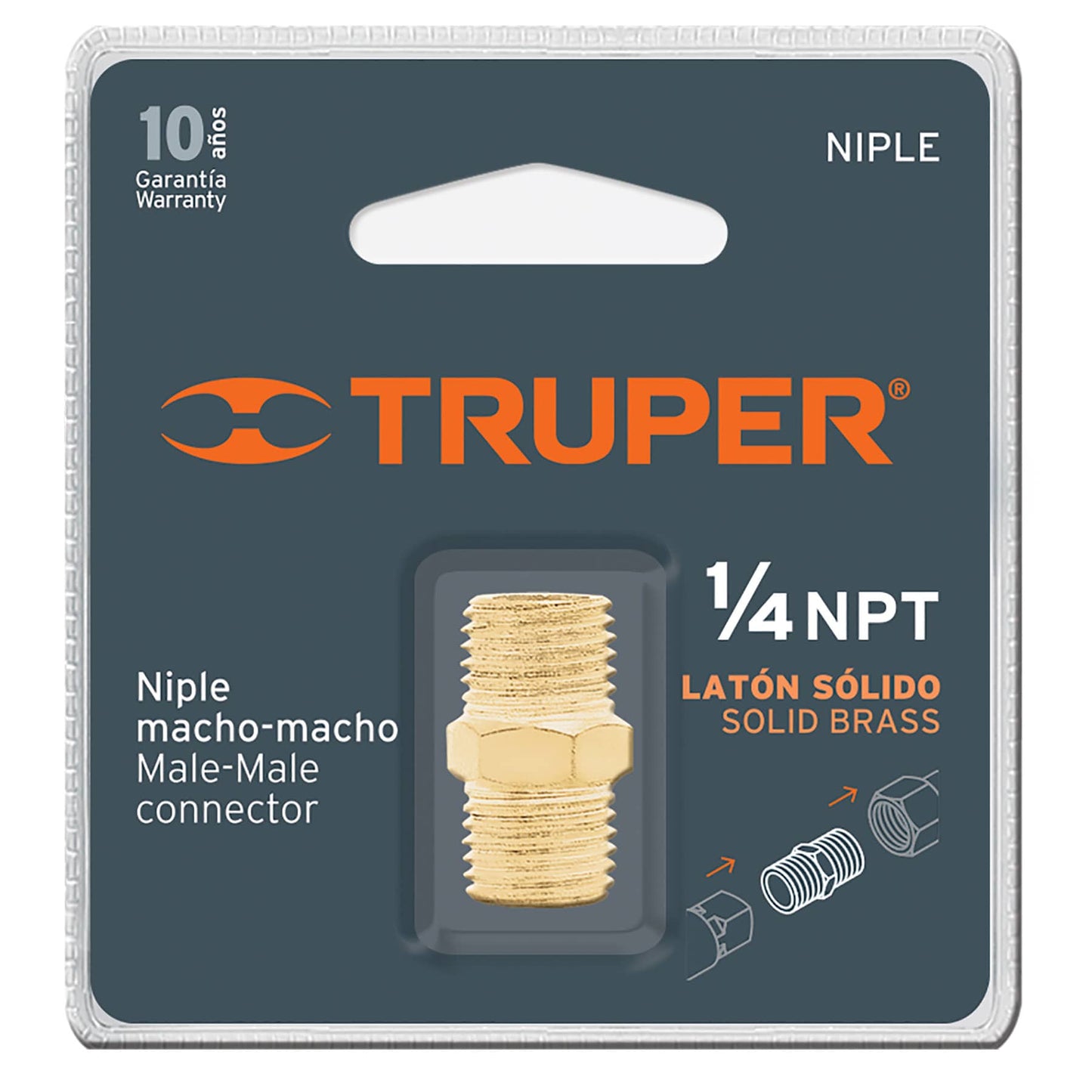 NIPLE BRONCE 1/4" "TRUPER"