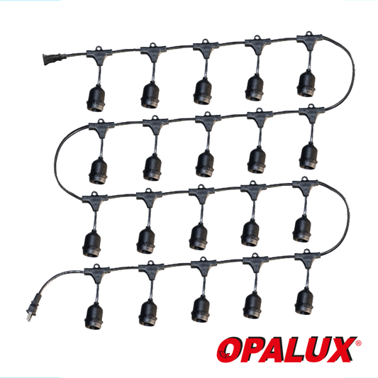 GUIRNALDA DE 20 SOCKETS NEGROS COLGANTES DECORATIVOS "OPALUX"
