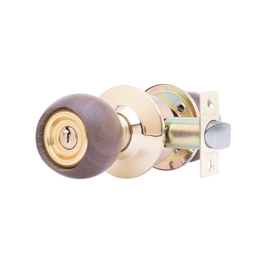 CHAPA BOLA MADERA DORADO "IDEACE DURALOCK"