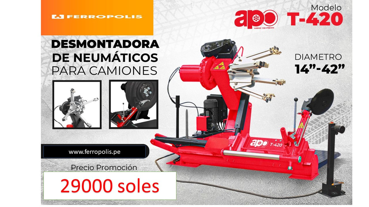 DESENLLANTADORA P/CAMION/BUS TRACTOR ELECTROHIDRAULICA ARO 14"-42" 3F 220V  MODELO t - 420 " APO "