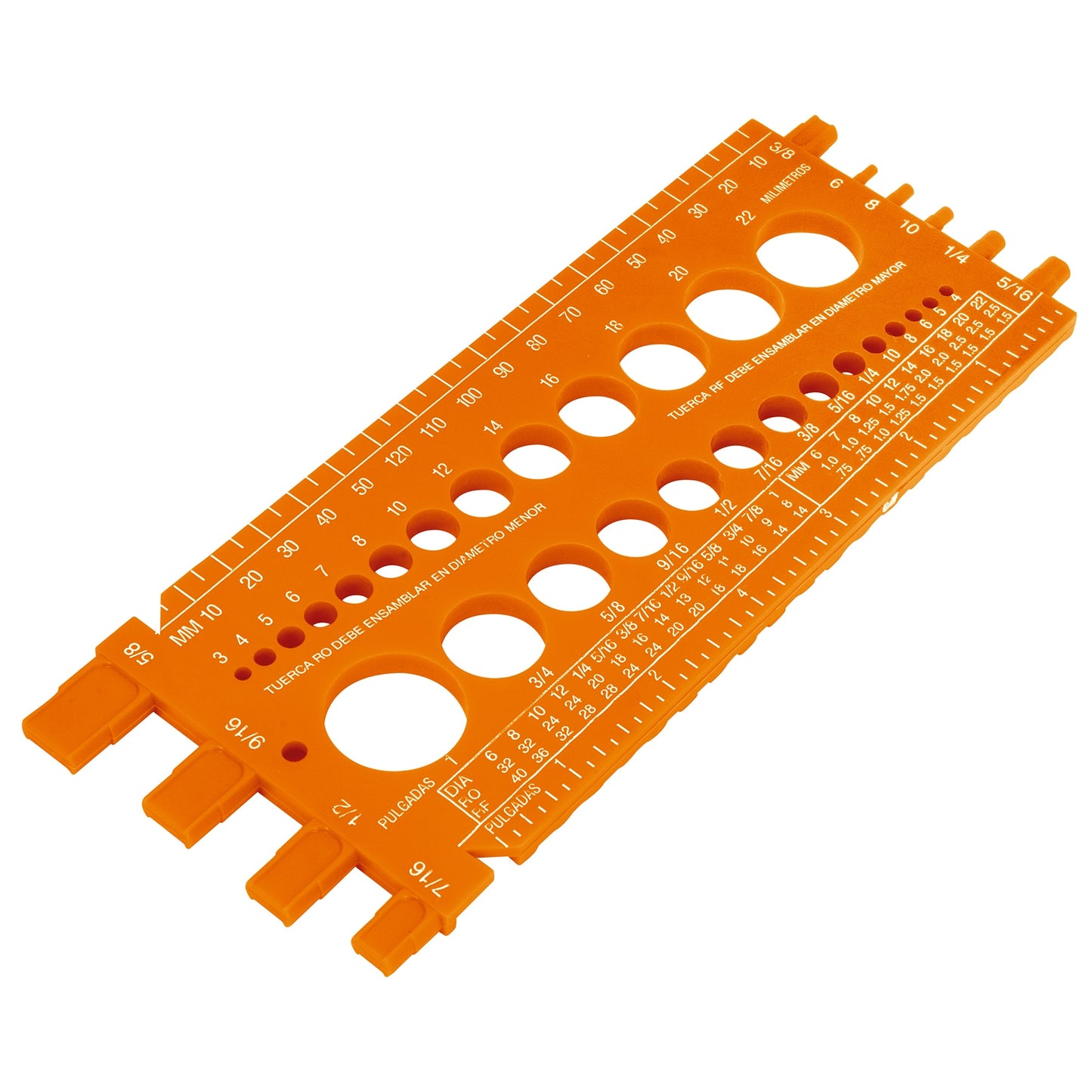 Regleta medidora de tuercas y tornillos, 22 cm "TRUPER"