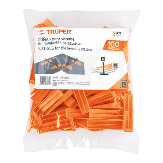 CUÑA NIVELADOR MAYOLICA NARANJA ( 100PCS) "TRUPER"