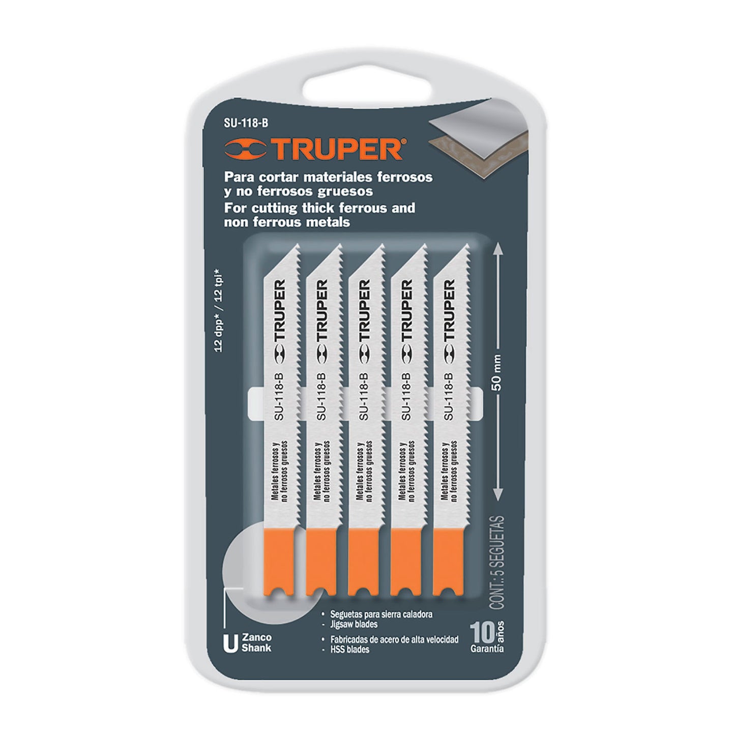 HOJA SIERRA CALADORA ZANCO 12 DPP "U" ( x und ) "TRUPER"