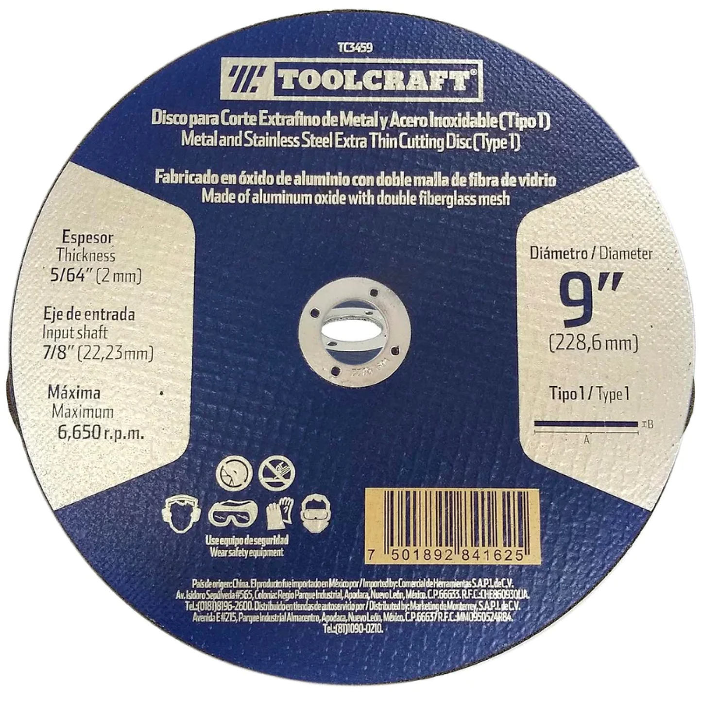 DISCO CORTE EXTRAFINO DEMETAL 9" 228.6mm-2mm "TOOLCRAFT"