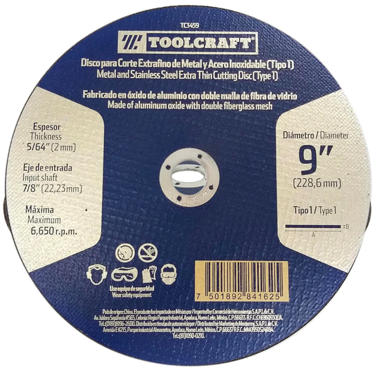 DISCO CORTE EXTRAFINO DEMETAL 9" 228.6mm-2mm "TOOLCRAFT"