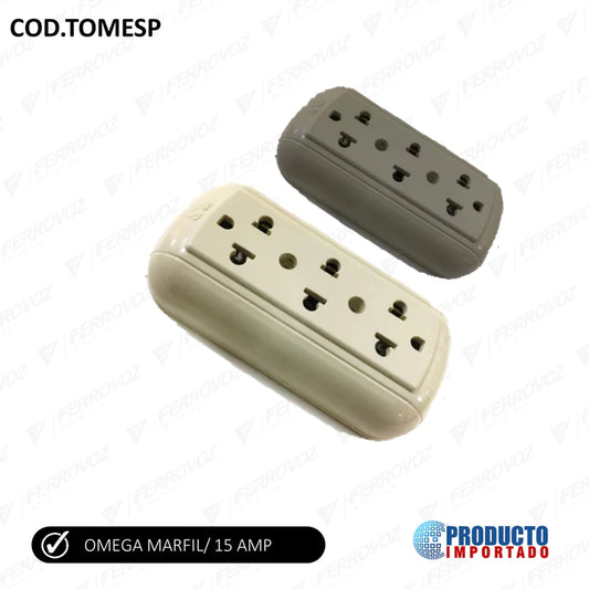 TOMACORRIENTE TRIPLE TIERRA OVAL VISIBLE MARFIL