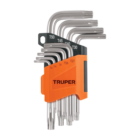 Juego de 9 llaves torx con organizador abatible "TRUPER"