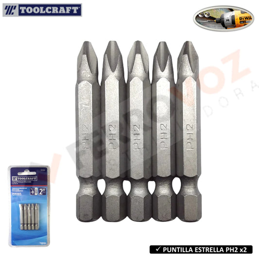 PUNTILLA ESTRELLA PH2x2" (5PIEZAS)