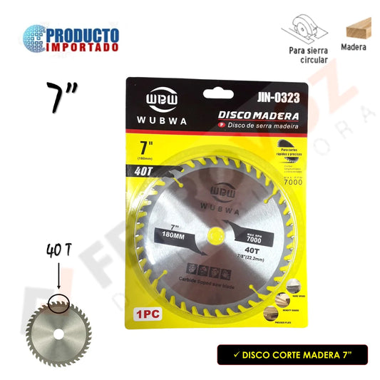 DISCO MADERA 7 " X 40T " COMERCIAL"