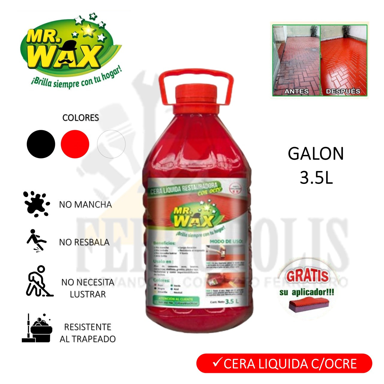 CERA  MR WAX OCRE ROJO 3.5L