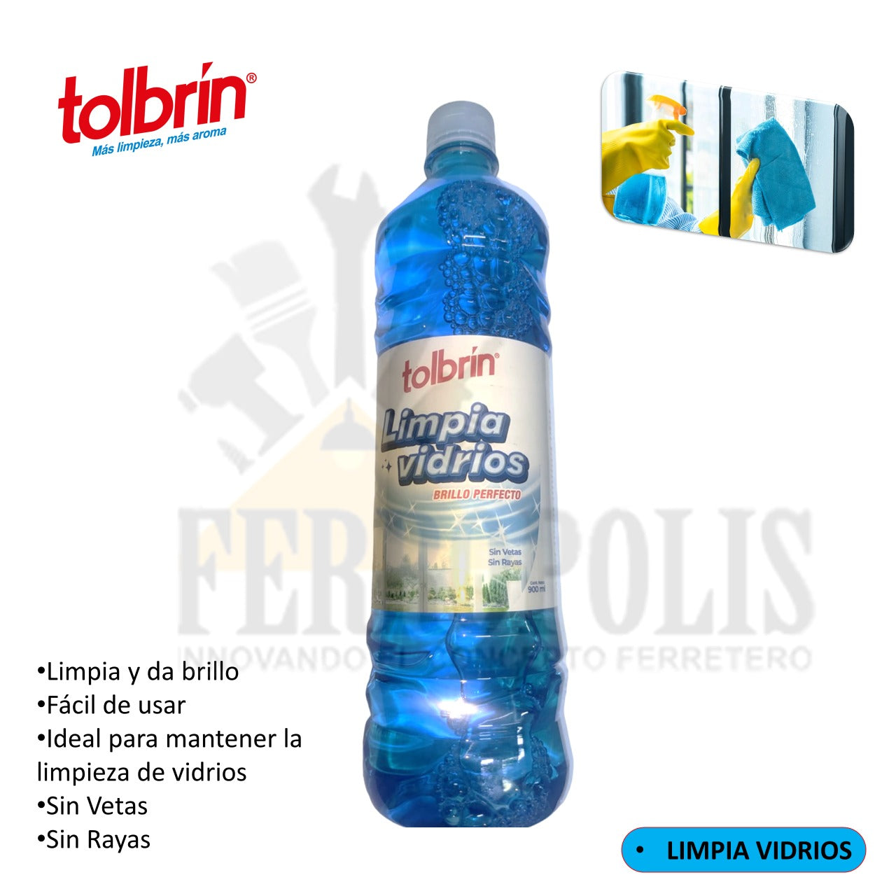 LIMPIA VIDRIO 900 ML. TOLBRIN