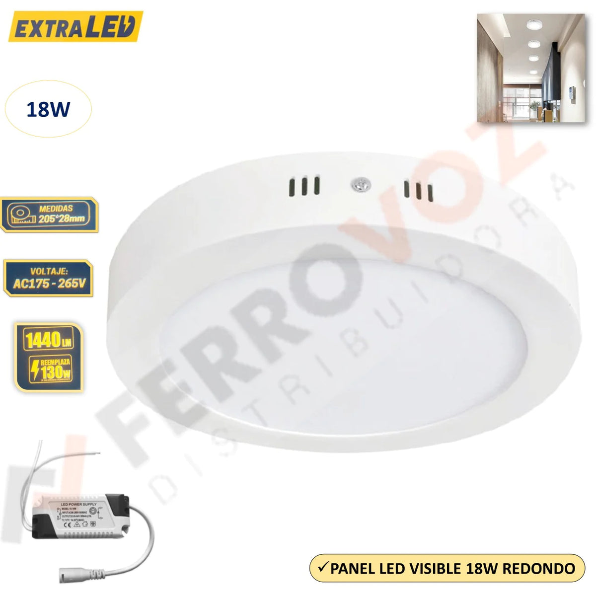 Panel Led Peru PANEL LED VISIBLE REDONDO 18 W – Ferropolis PERU