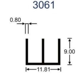 RIEL DOBLE ALUMINIO ½ X 2.5MT