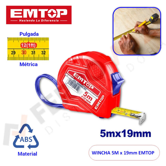 WINCHA 5M X 19 mm " EMTOP "