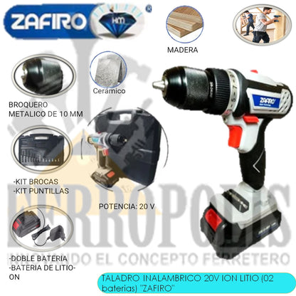 TALADRO INALAMBRICO 20V 60Nm 2Ah "ZAFIRO japan"