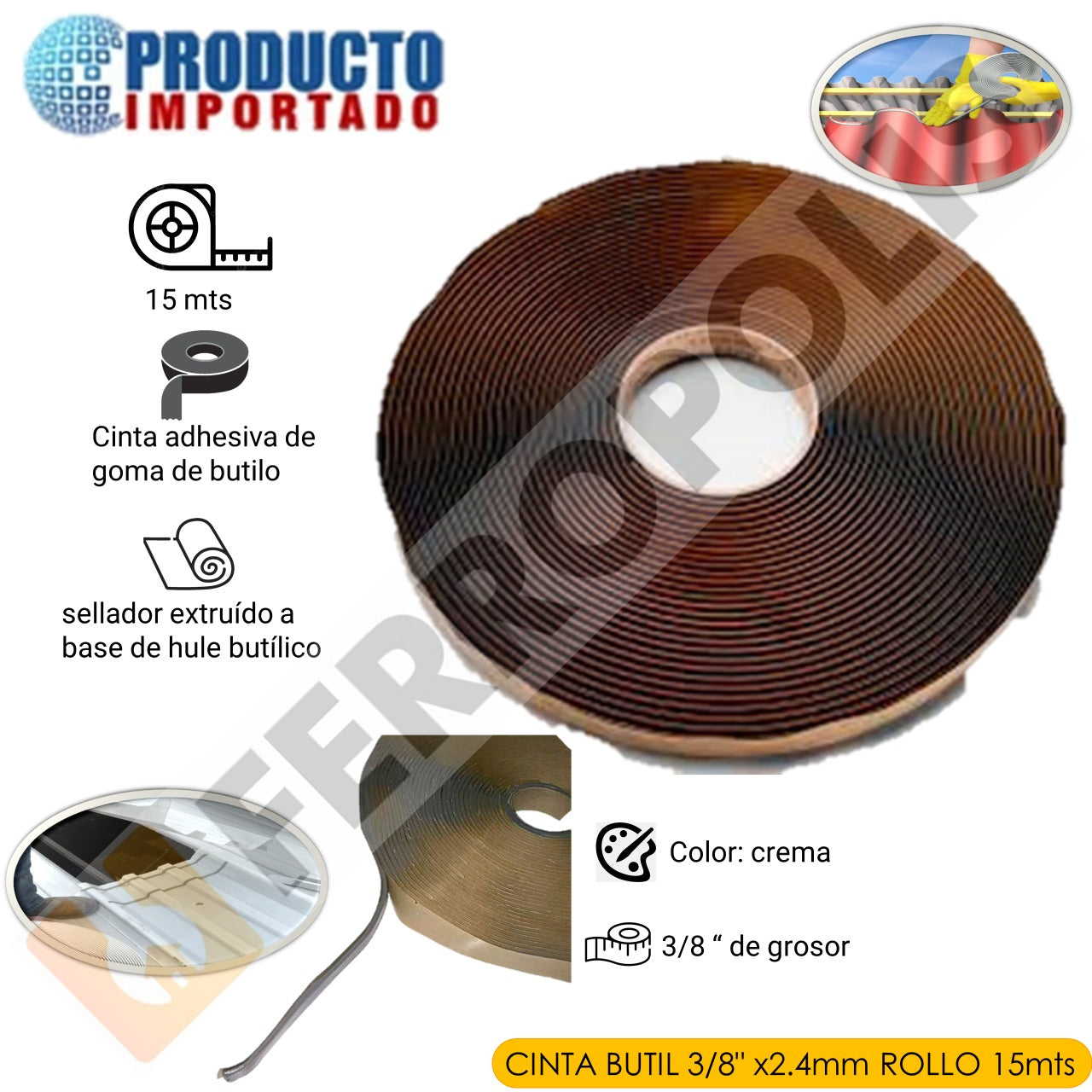 CINTA BUTIL 3/8" x 2.4 mm ROLLO 15 mts