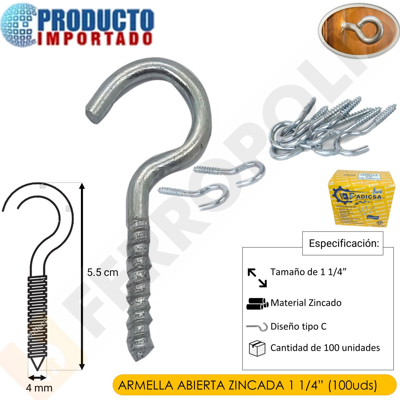 ARMELLA SIMPLE 1 1/4" ABIERTA (X100PCS)