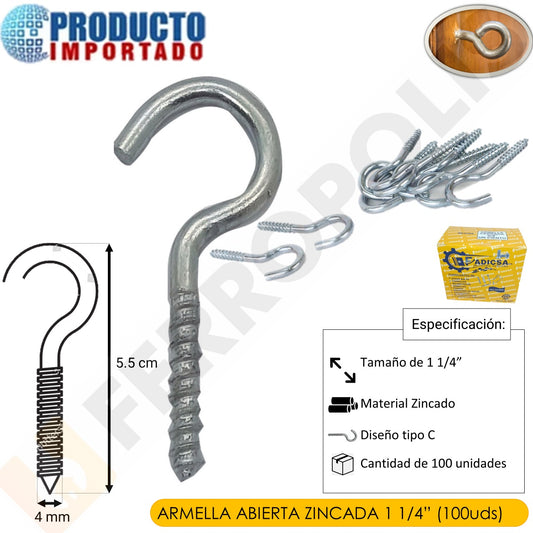 ARMELLA SIMPLE 1 1/4" ABIERTA (X100PCS)