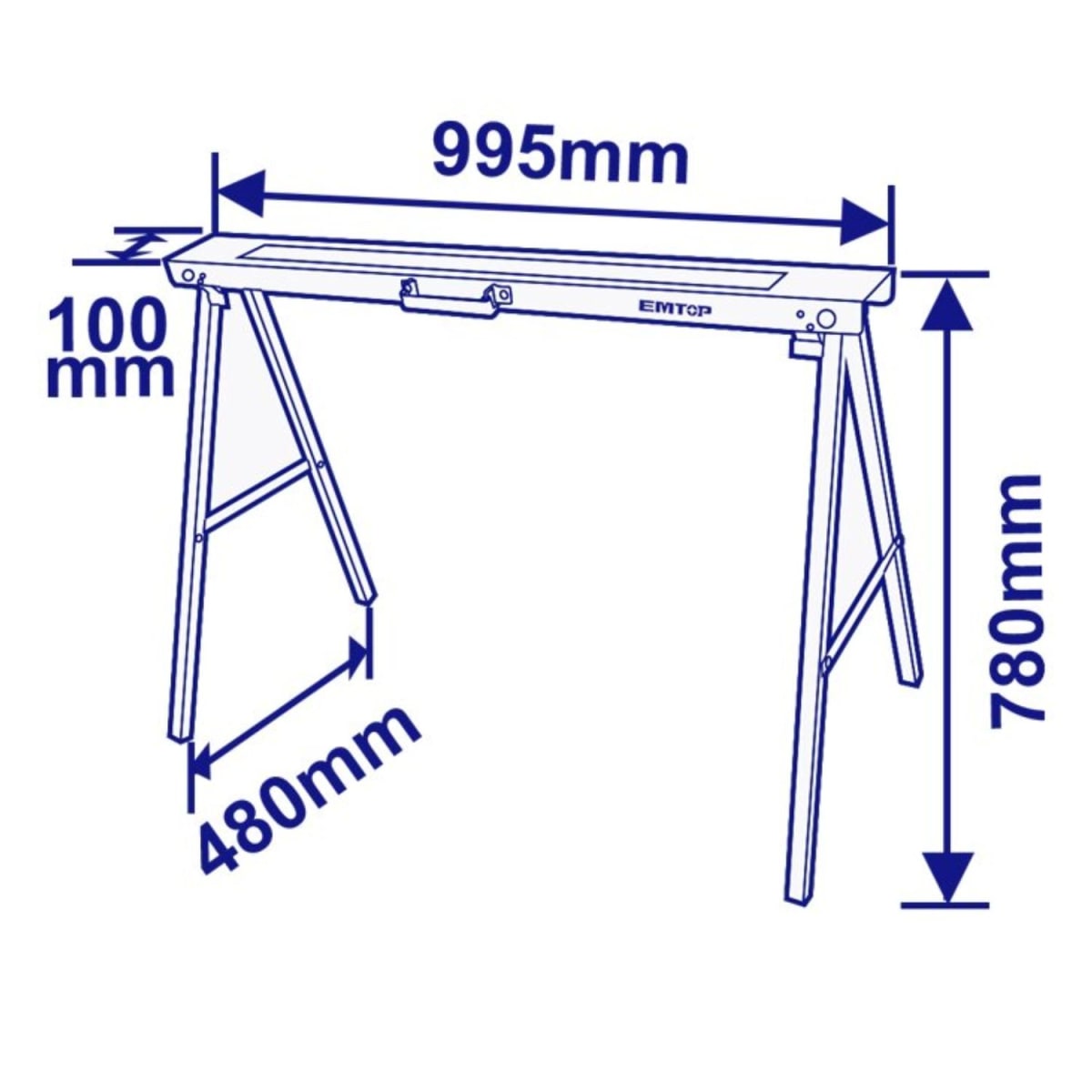 CABALLETE METAL 995 x 480 x 780mm 100KG "EMTOP" (2 UNID)