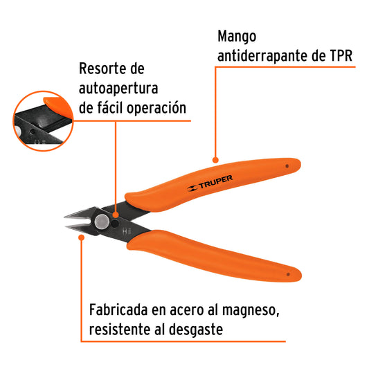 PINZA 5" DE CORTE PARA ELECTRÓNICA, TRUPER