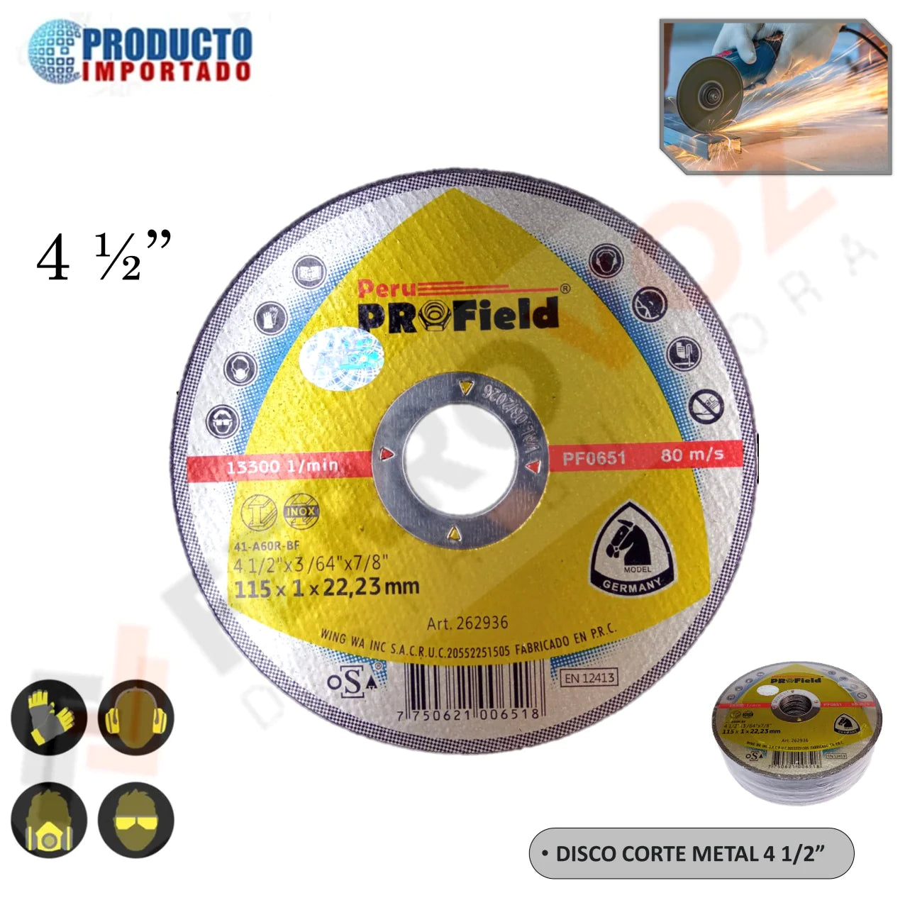 DISCO CORTE METAL 4 1/2"  "PROFIELD"
