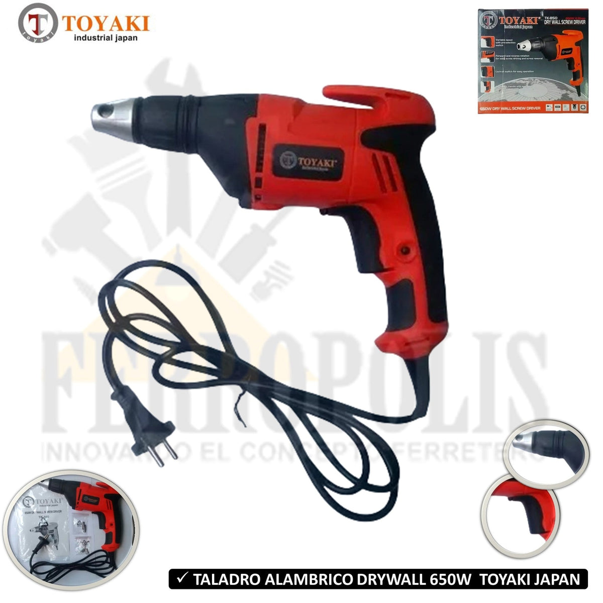 TALADRO ALAMBRICO DRYWALL 650W  TOYAKI JAPAN