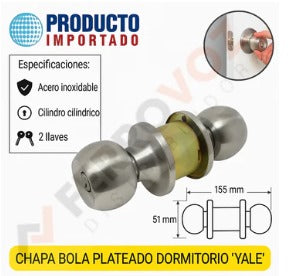 CHAPA BOLA PLATEADO LIVIANA " YALE "