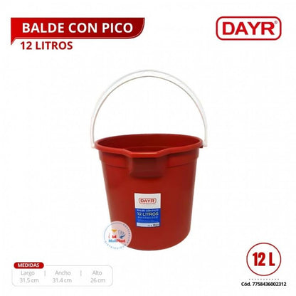 BALDE 12 LITROS C/PICO "DAYR"