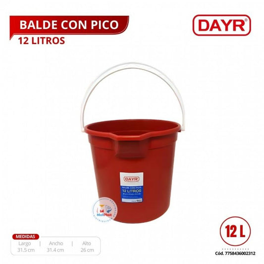 BALDE 12 LITROS C/PICO "DAYR"