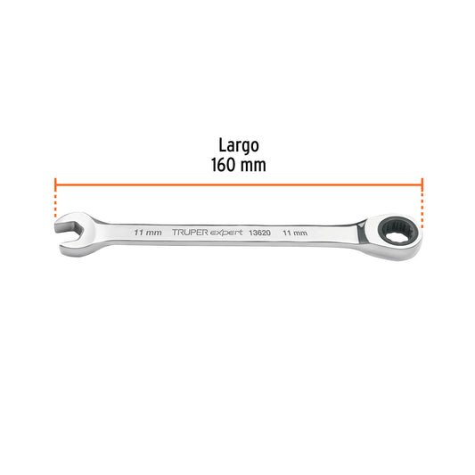 LLAVE COMBINADA CON MATRACA 11MM X 160 MM LARGO, EXPERT