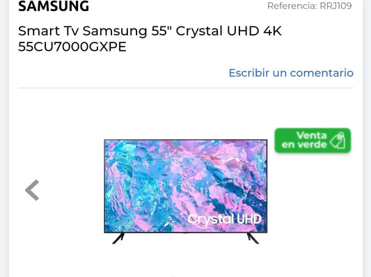 TV SAMSUNG 55" SMART CRYSTAL UHD 4K 55CU7000GXPE