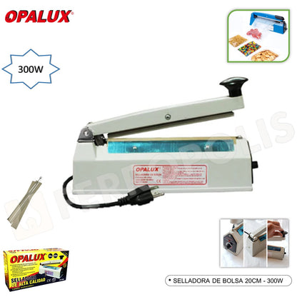 SELLADORA BOLSA 20CM 300W "OPALUX" cuerpo metálico PREMIUM