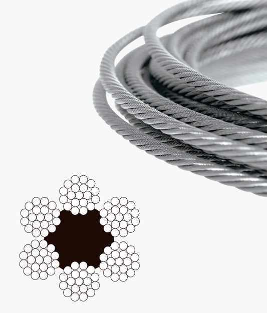 CABLE DE ACERO GALVANIZADO DE 3/16" 6 X 19 ALMA DE ACERO Certificado garantia ( rollo 200 mt )