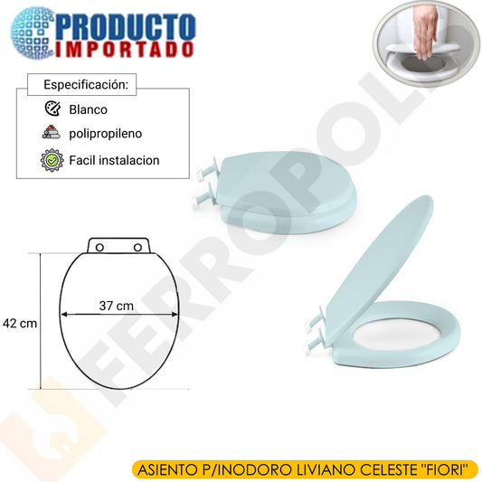 ASIENTO P/INODORO LIVIANO CELESTE "FIORI"