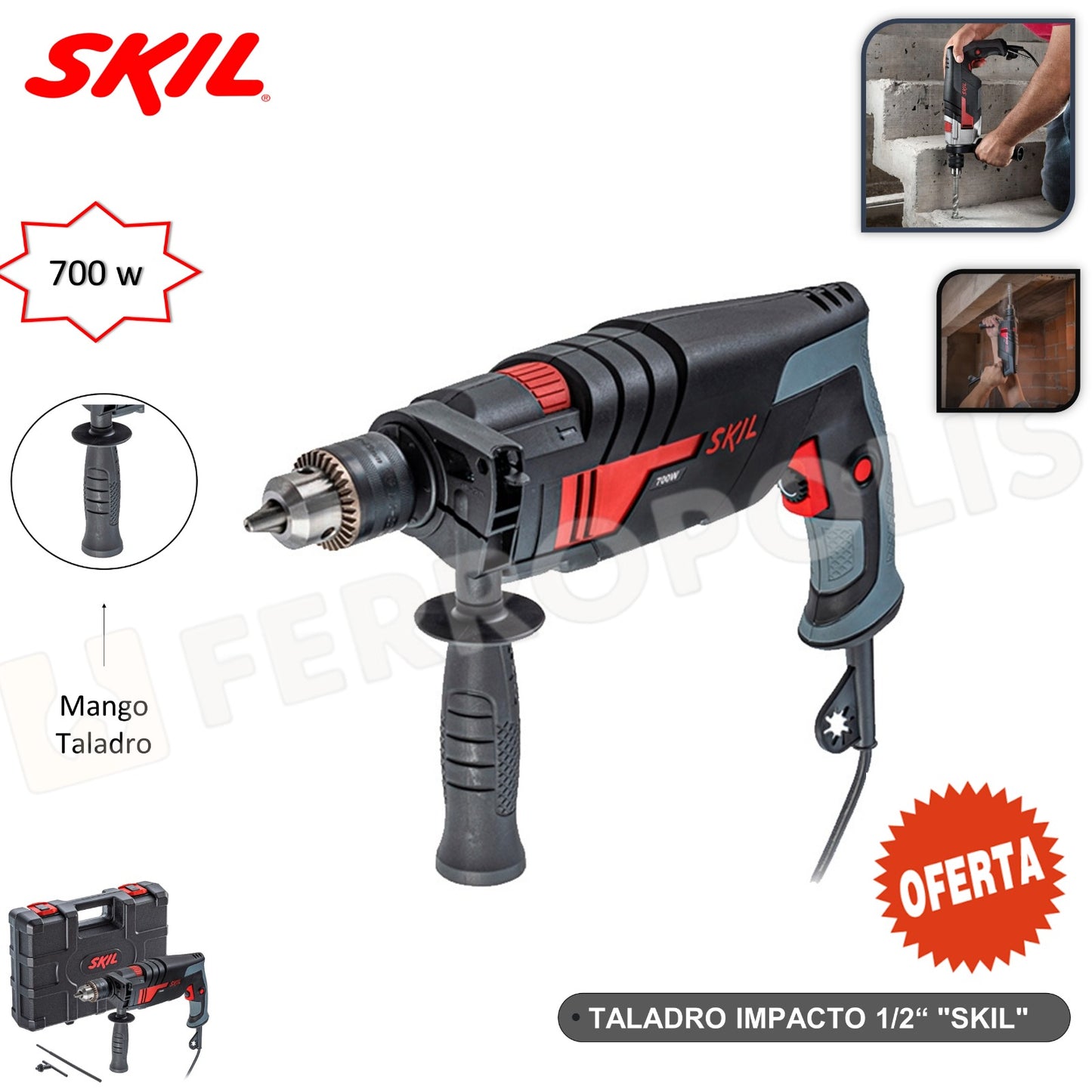 TALADRO DE IMPACTO 1/2 -700W  "SKIL"