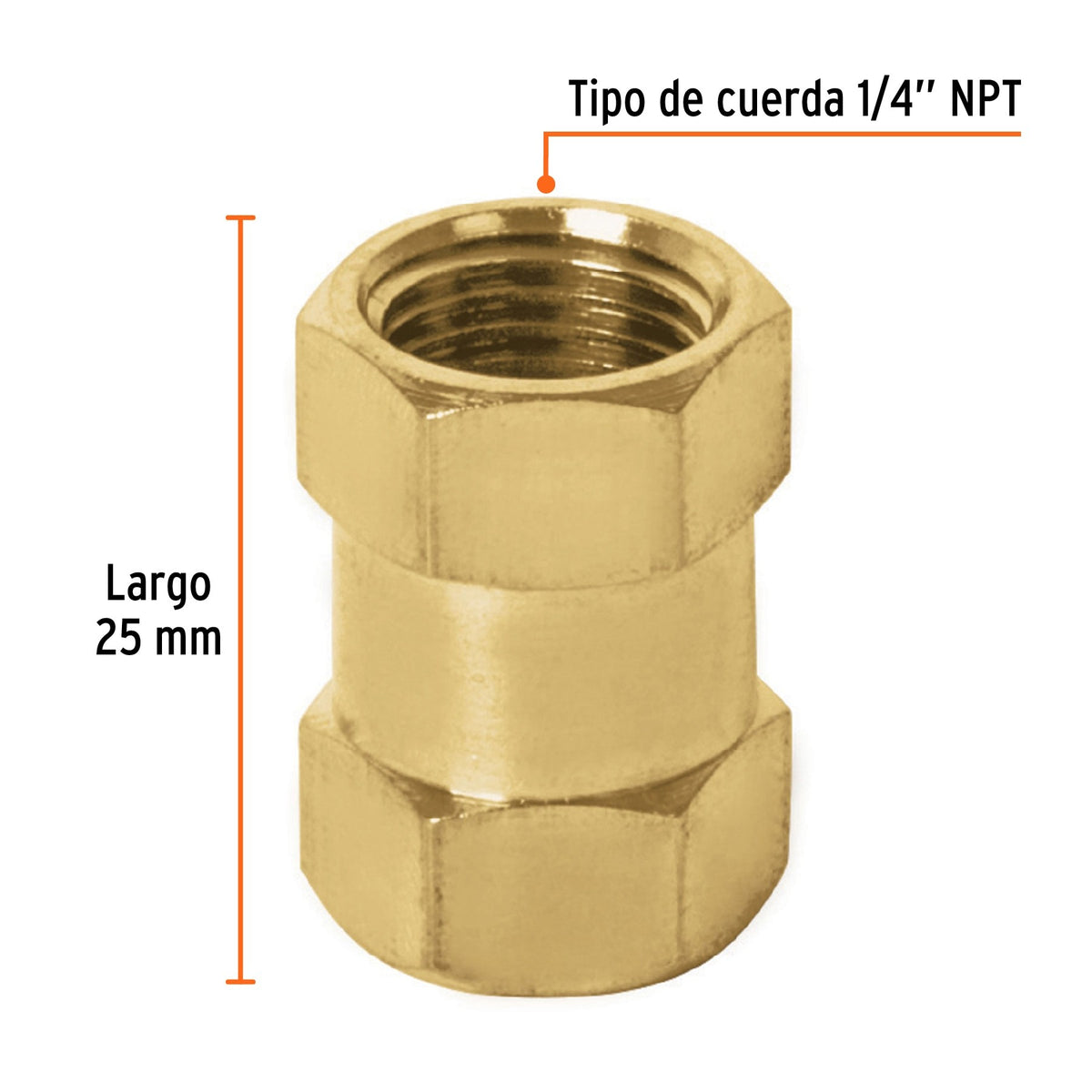 ACOPLE LATON HEMBRA-HEMBRA 1/4 NPT 