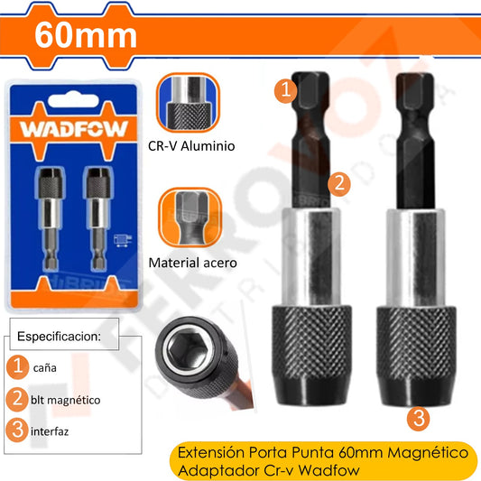 SET ADAPTADOR PUNTILLA 1/4" MAGNETICO C/SEGURO "WADFOW" (X UND)