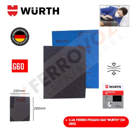 LIJA METAL PESADO G 60 ( X UND ) "WURTH"
