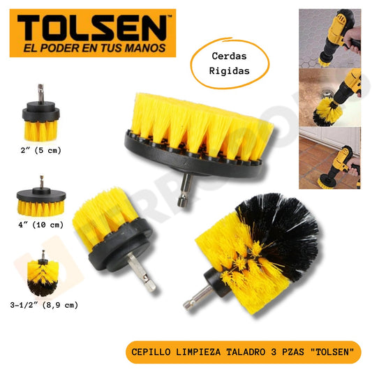 CEPILLO LIMPIEZA TALADRO ALFOMBRA 3 PZAS. "TOLSEN"