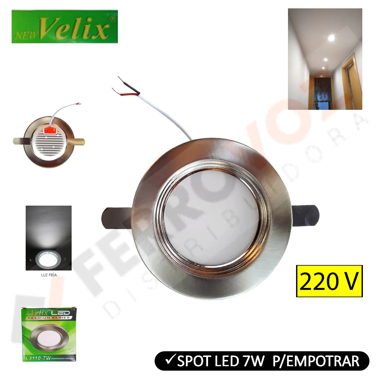 EQUIPO LED SPOT LIGHT 7W GU53 PLATEADO