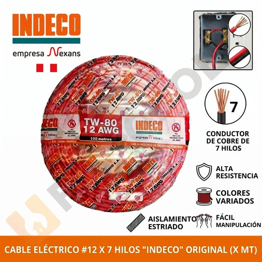 CABLE ELECTRICO  #12 X 7 HILOS "INDECO" ORIGINAL ( X MT )
