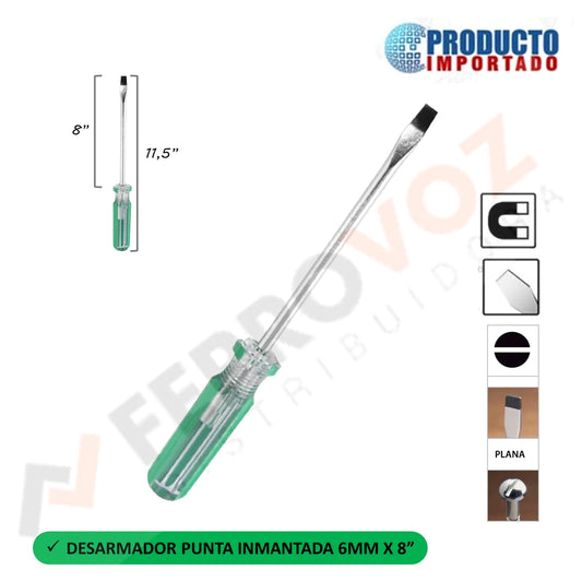 DESARMADOR PLANO 8" (IMANTADO)