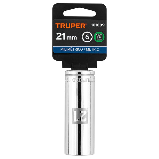 DADO CROMADO TUBULAR HEXAGONAL ENCASTRE 1/2 x 21MM TRUPER