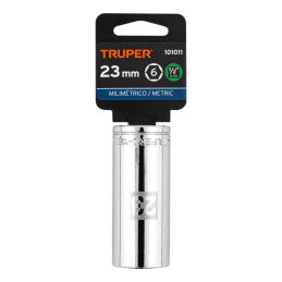 DADO CROMADO TUBULAR HEXAGONAL ENCASTRE 1/2 x 23MM TRUPER