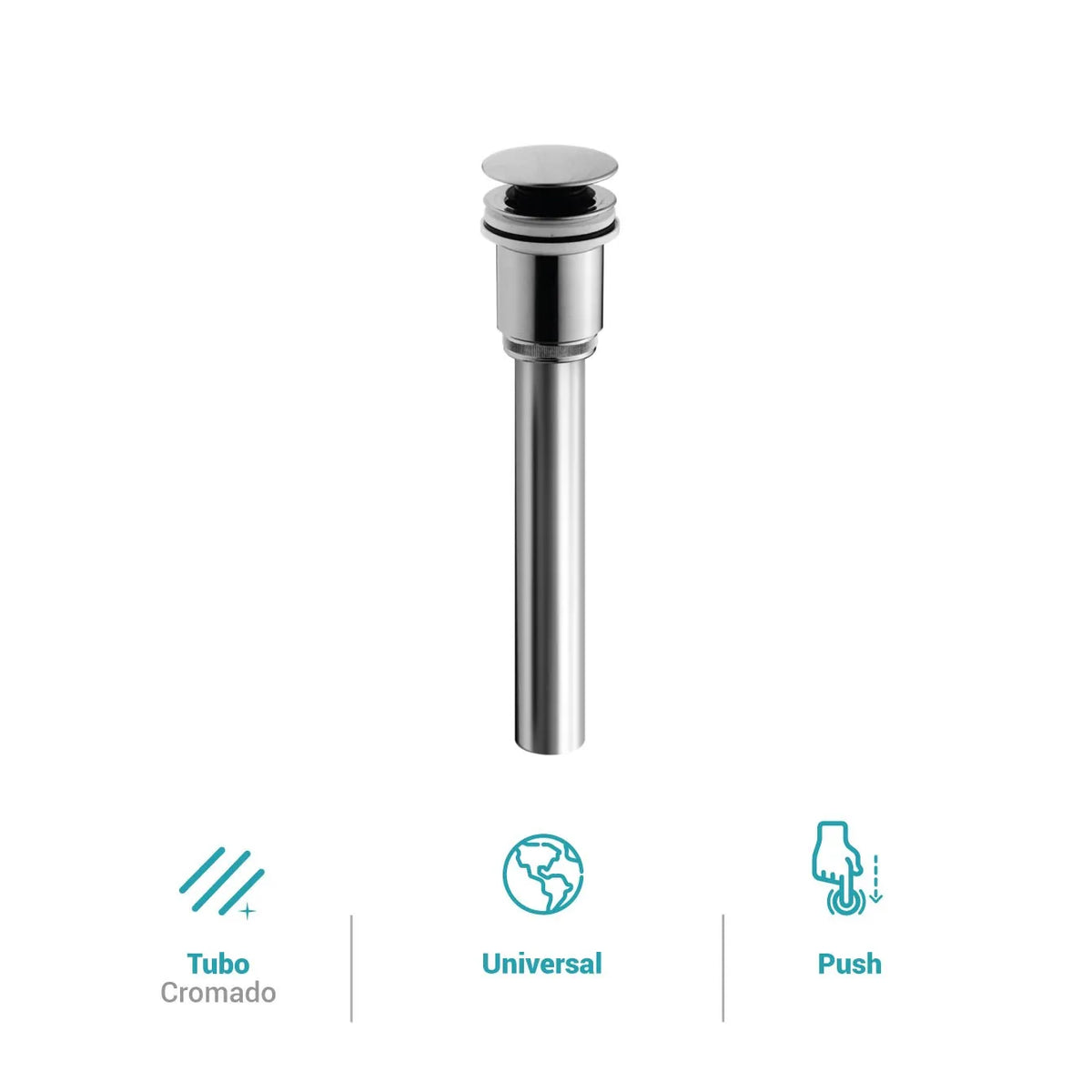 DESAGUE PUSH LAVATORIO ENCHAPADO  AC.INOX 1 1/4" x 8" "ITALGRIF"
