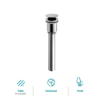 DESAGUE PUSH LAVATORIO ENCHAPADO  AC.INOX 1 1/4" x 8" "ITALGRIF"