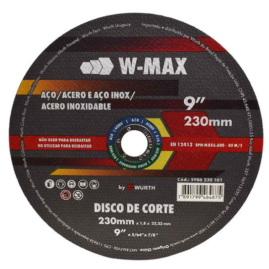 DISCO CORTE 9" 230mm-3mm "W-MAX"