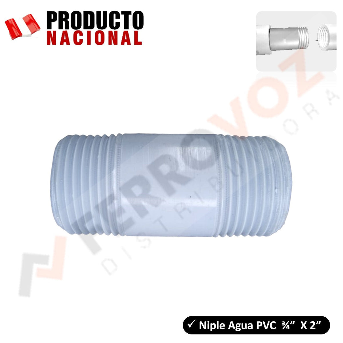 NIPLE PVC 3/4" X 2" "COMERCIAL"