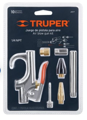 JUEGO PISTOLA SOPLADORA 2 BOQUIELLA 4 ACCESORIOS "TRUPER"