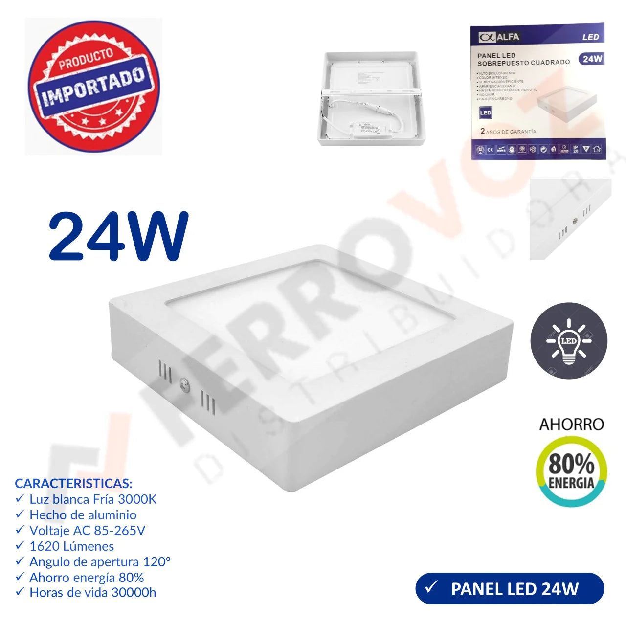 PANEL LED VISIBLE CUADRADO 24 W "ALFA"